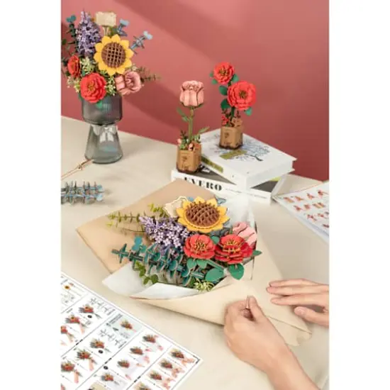 Rowood Wooden Flower Bouquet 3D Wooden Puzzle {3}