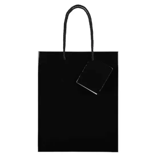 JAM Paper Medium Glossy Gift Bags, 3ct. Black {4}