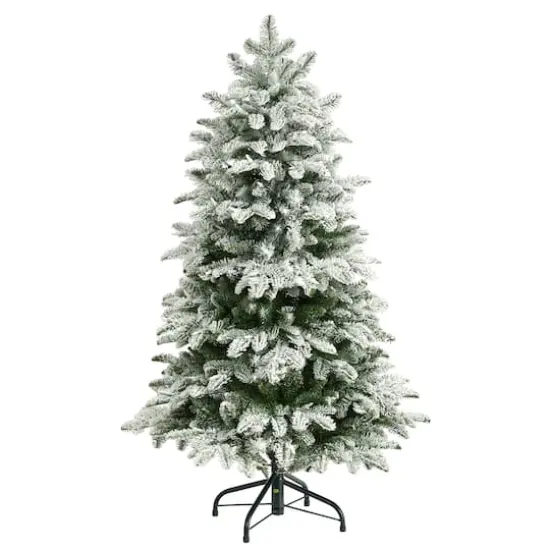 4ft. Pre-Lit Flocked North Carolina Fir Artificial Christmas Tree, Clear Lights {4}