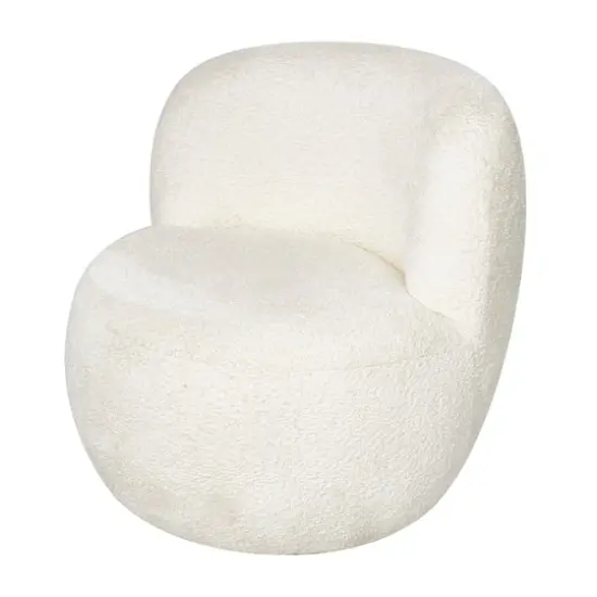 White Polyester Rounded Barrel Accent Chair {1}