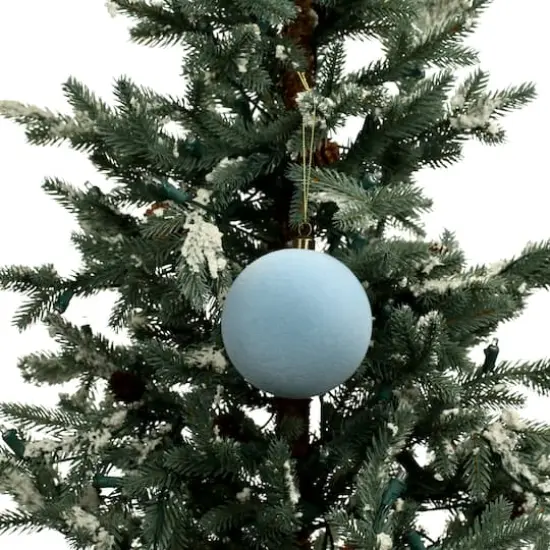 4 Pack 3.8" Flocked Shatterproof Ball Ornaments by Ashland&reg; Light Blue {4}