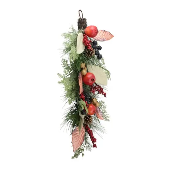 2.5ft. Autumn Harvest Mixed Berry & Pine Needle Teardrop Swag {3}