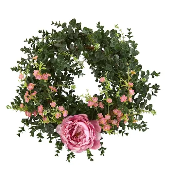 18'' Eucalyptus, Cherry Blossom & Peony Wreath {1}