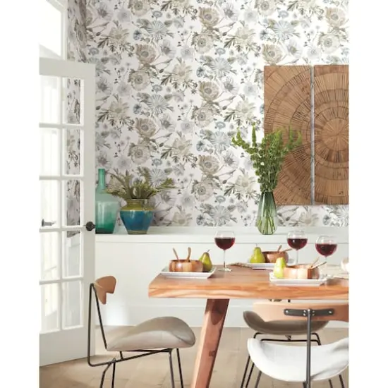 RoomMates White Vintage Poppy Peel & Stick Wallpaper {4}