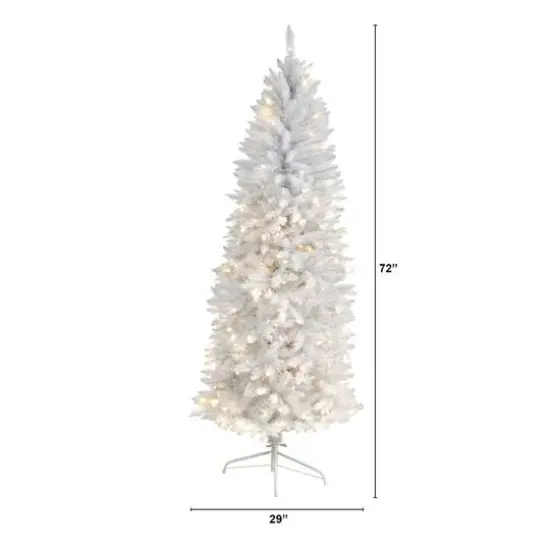6ft. Pre-Lit White Artificial Christmas Tree, Warm White LED Lights {8}