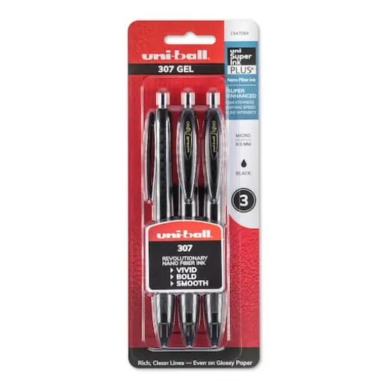 Uni-Ball&reg; Signo&trade; 307 3 Black Retractable Gel Pen Set {1}
