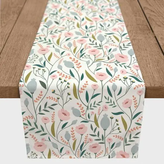 72" Pastel Floral Pattern Poly Twill Table Runner {3}