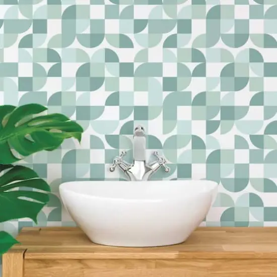 RoomMates Mid-Century Geometric Peel & Stick Wallpaper Green {6}