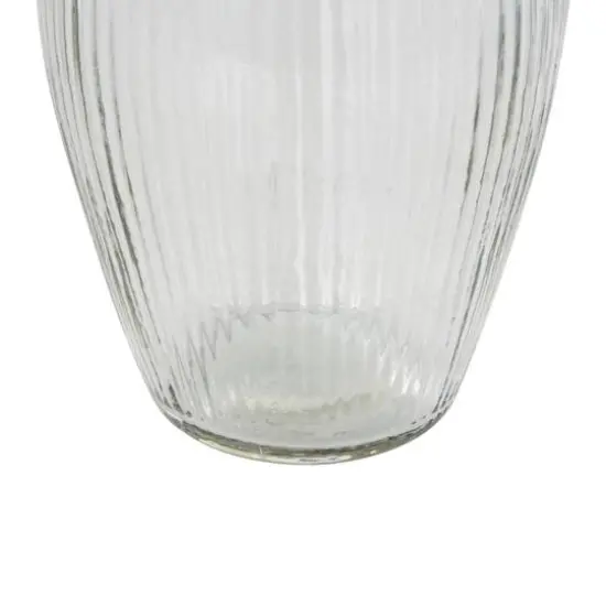 9.5" Clear Glass Ribbed Fluted Decorative Vase {6}