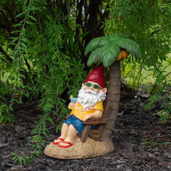 12.25" Tropical Gnome Outdoor Garden Statue {3}