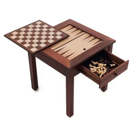 Toy Time Wooden 3-in-1 Chess & Backgammon Table {4}