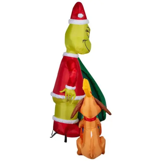 6.5ft. Airblown&reg; Inflatable Christmas Grinch Putting Train in Santa Sack {4}