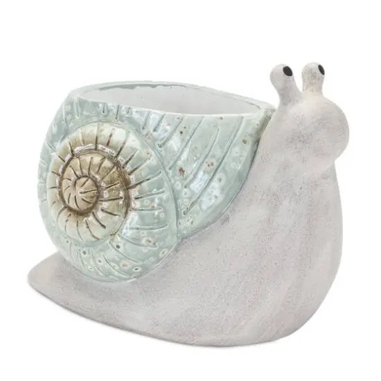 Terracotta Snail Figurine Planter Set {3}