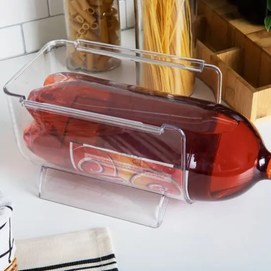 Mind Reader Clear Large 2 Liter Bottle Stackable Refrigerator Bin Storage Set {3}