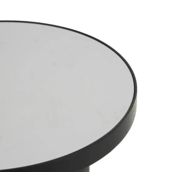 19.75" Black Metal Side End Accent Table with White Marble Tabletop {7}
