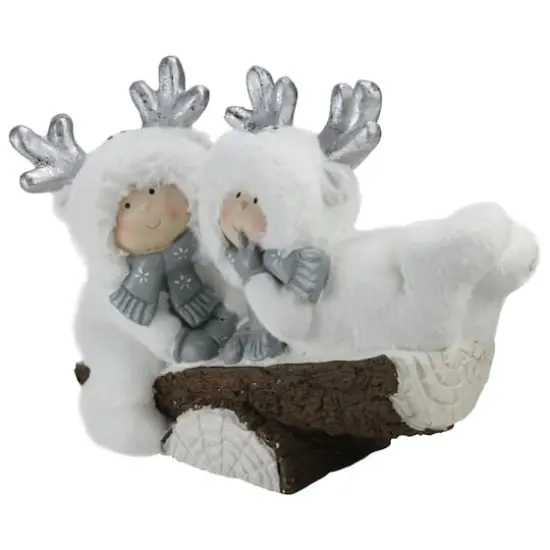 18.5" White Winter Smiling Children on Seesaw Decoration {3}