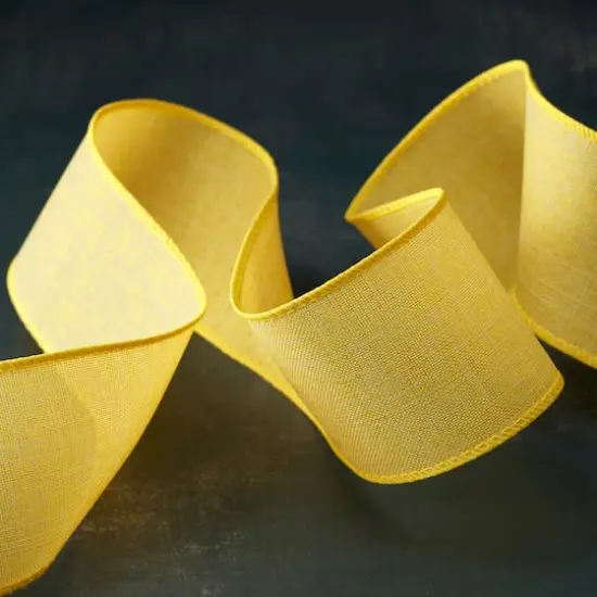 2.5" x 25ft. Faux Linen Wired Ribbon by Celebrate It&trade; D&eacute;cor Lemon {5}