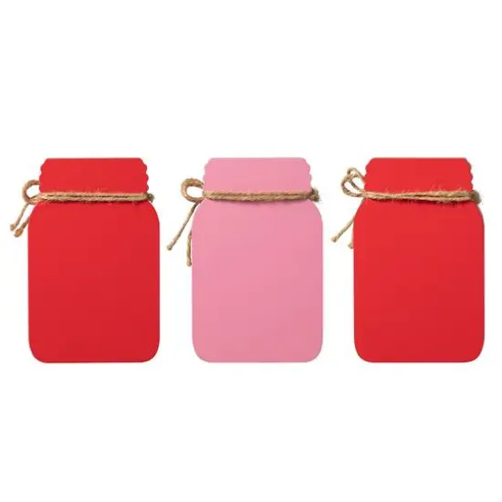 Glitzhome&reg; 7" Set of 3 Valentine's Wooden Mason Jar Table Decor {8}