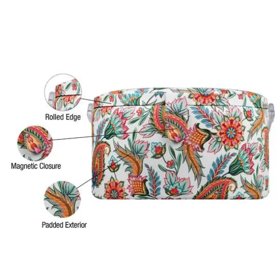SINGER® Large Paisley Floral Print Premium Round Sewing Basket with Matching Zipper Pouch {4}