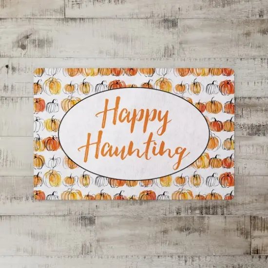 Happy Haunting Watercolor Pumpkins Floor Mat {3}