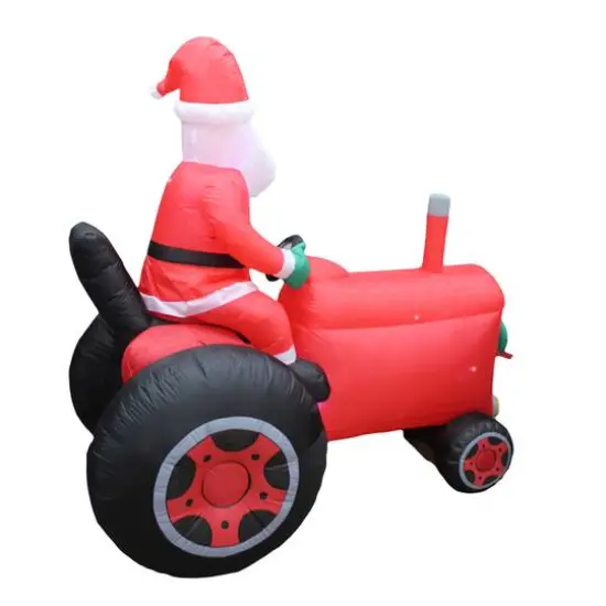 6ft. Inflatable Christmas Santa on Vintage Tractor {4}