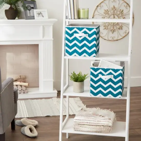 DII&reg; 11" Nonwoven Polyester Chevron Storage Cubes, 2ct. Teal {6}