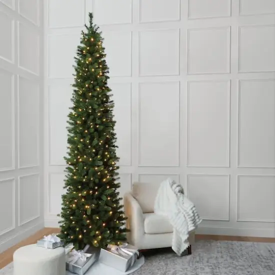 9ft. Pre-Lit Rothwell Slim Artificial Christmas Tree, Warm White LED Lights by Ashland&reg;  {1}