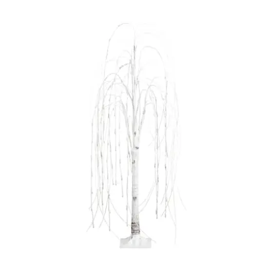 4ft. Pre-Lit White Weeping Willow Artificial Christmas Tree, Warm White LED Lights {1}