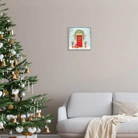 Stupell Industries Winter Doorway Christmas Gifts Framed Giclee Art Gray {3}