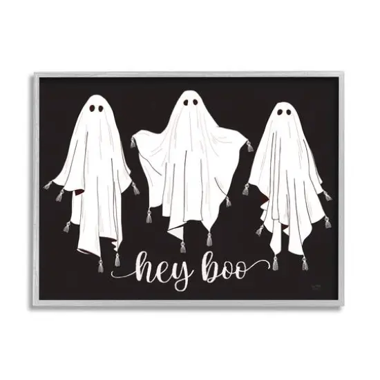 Stupell Industries Hey Boo Three Ghosts Framed Giclee Art Gray {1}