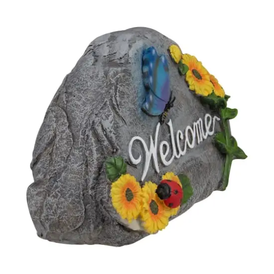 10.5" Gray Spring Butterfly & Sunflower Welcome Outdoor Garden Stone {4}