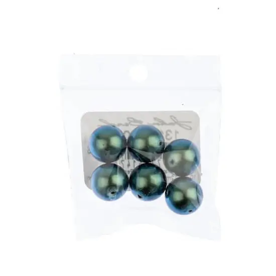 Preciosa Maxima 12mm Pearlescent Round Nacre Pearl, 6ct. Peacock Green {3}