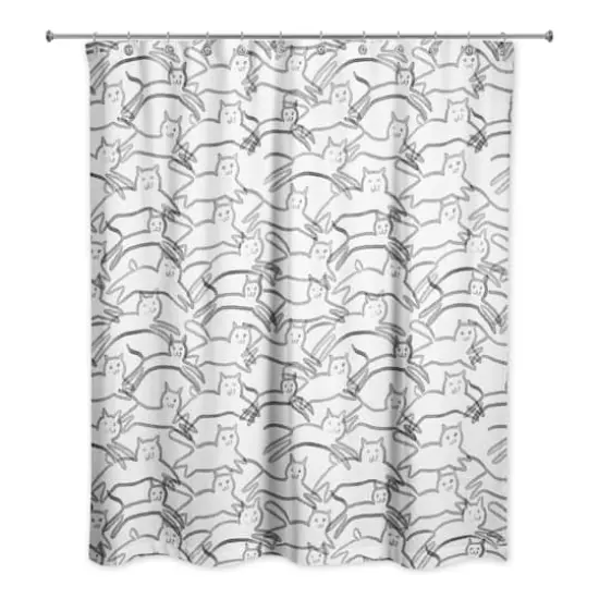Leaping Cat Pattern II 71" x 74" Shower Curtain {1}