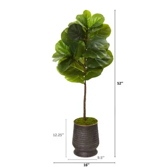 4ft. Fiddle Leaf Tree in Ribbed Metal Planter {3}
