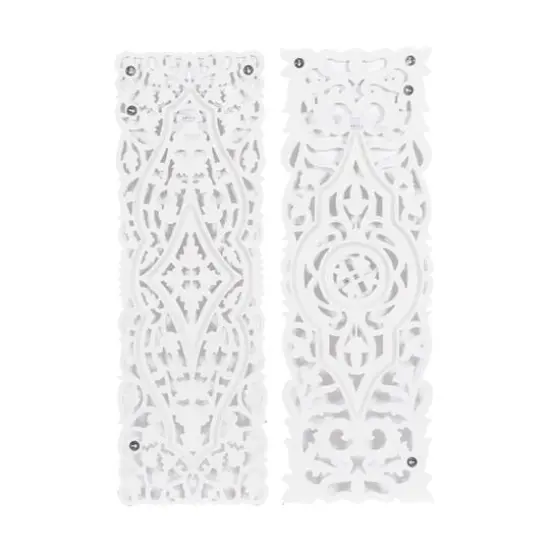 Set of 2 White Mango Wood Farmhouse Abstract Wall Decor, 16" x 48" {6}