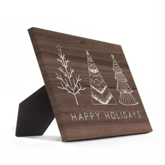 Happy Holidays Doodle Trees On Wood Tabletop Canvas {3}