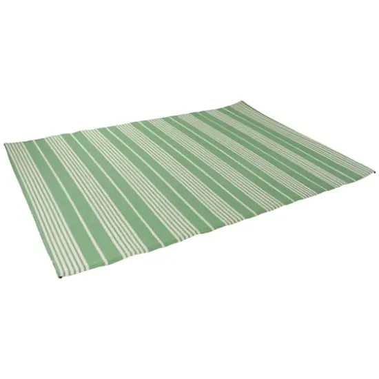 Green & White Striped Outdoor Area Rug, 4ft. x 6ft. {4}
