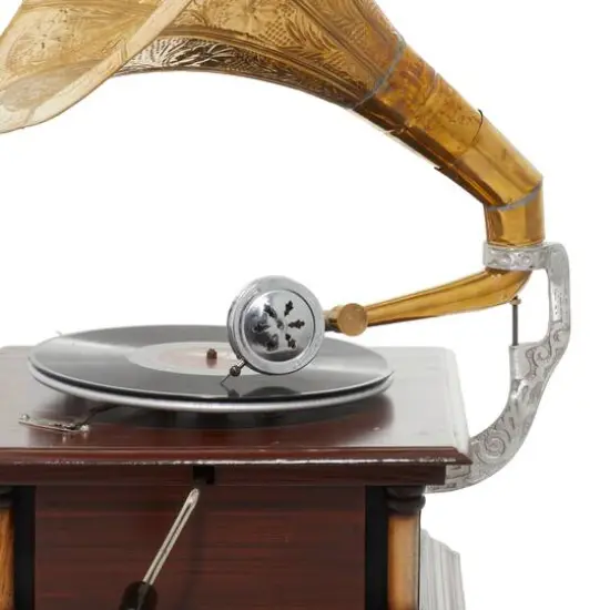 Brown Wood and Metal Vintage Gramophone, 28" x 18" x 16" {9}