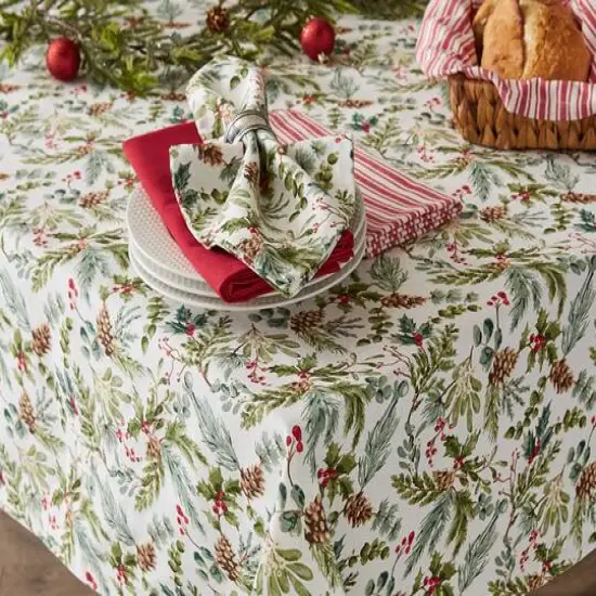 DII&reg; 84" Heritage Holiday Sprigs Printed Tablecloth {7}