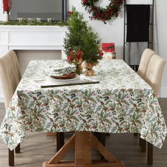 DII&reg; 84" Heritage Holiday Sprigs Printed Tablecloth {6}