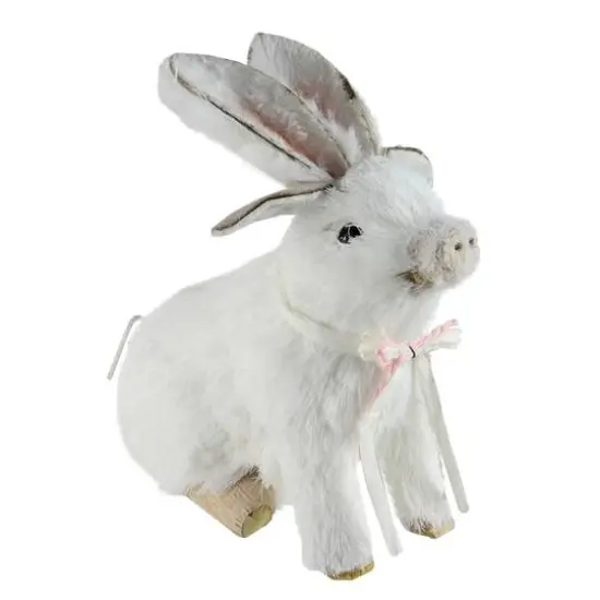 7" White Playful Piglet with Silly Bunny Rabbit Ears Easter Figure {3}