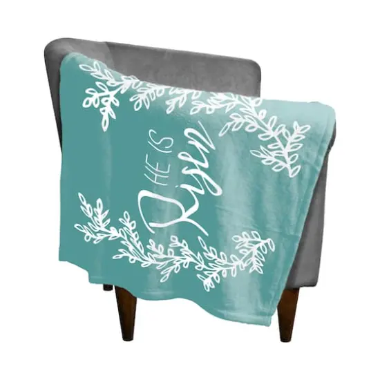 He is Risen Teal Throw Blanket {3}