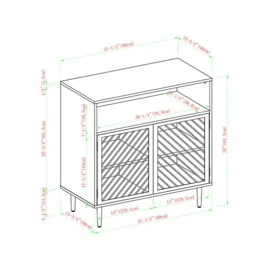 Walker Edison 32" Reclaimed Barnwood Modern Slanted Metal Door Accent Cabinet {9}