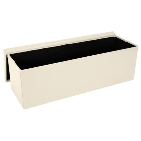 Simplify 44" Faux Leather Triple Folding Storage Ottoman Ivory {4}