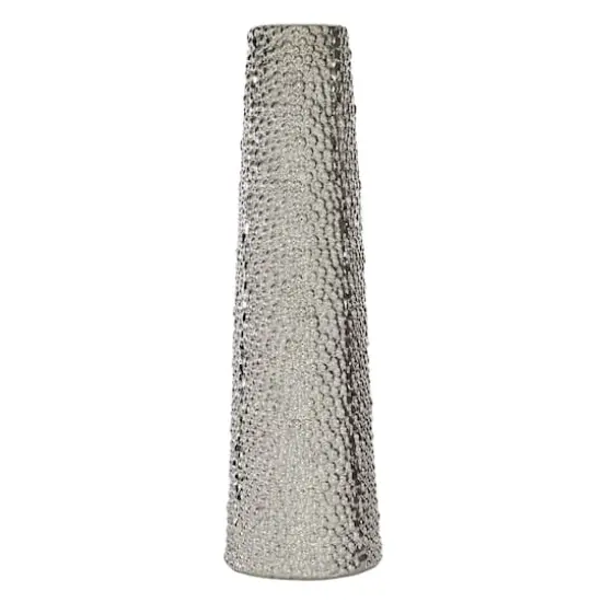 Silver Ceramic Glam Vase, 26" x 7" x 7" {1}