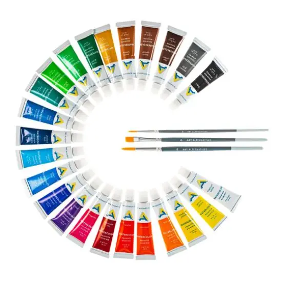 Art Alternatives Economy Watercolor 24-Color Paint Set, 12mL Tubes {1}
