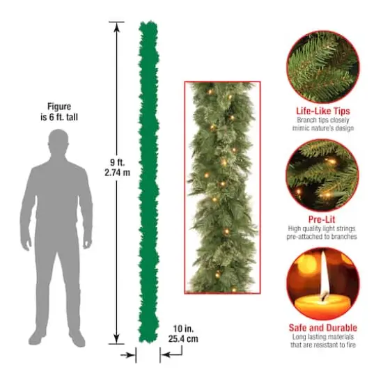 9' x 10" Pre-lit Wispy Willow Artificial Christmas Garland with 50 Clear Lights {5}