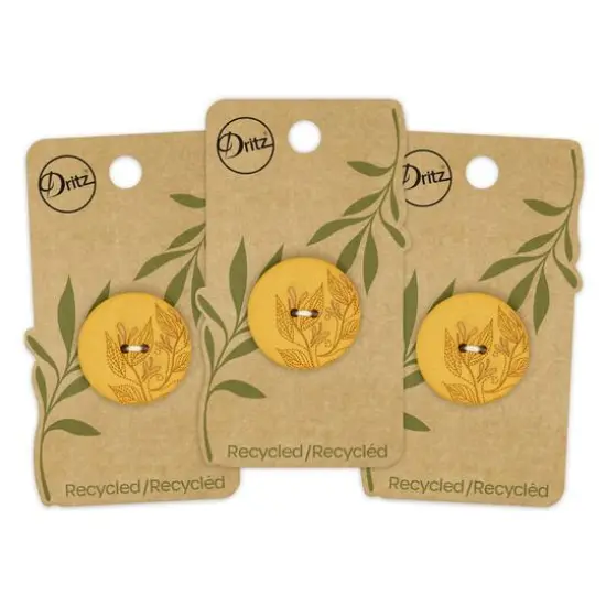 Dritz&reg; 28mm Recycled Hemp Round Floral Button, 3ct. Mustard {8}