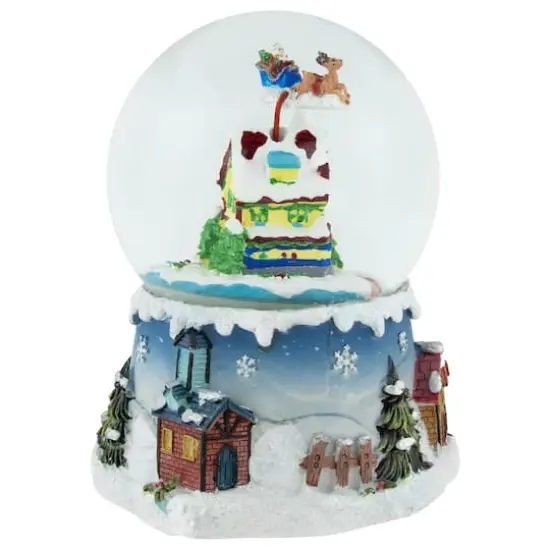 5.5" Santa Claus on Sleigh with Snowy Village Rotating Musical Water Globe {6}