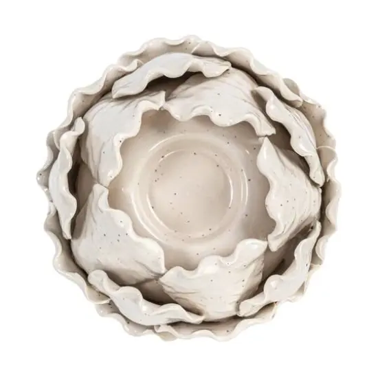 Hello Honey&reg; 5" Cream Artichoke Tealight Stoneware Candle Holder {6}